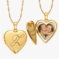 14K Gold Filled Initial Heart Photo Locket