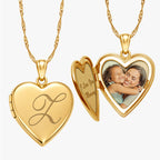 14K Gold Filled Initial Heart Photo Locket
