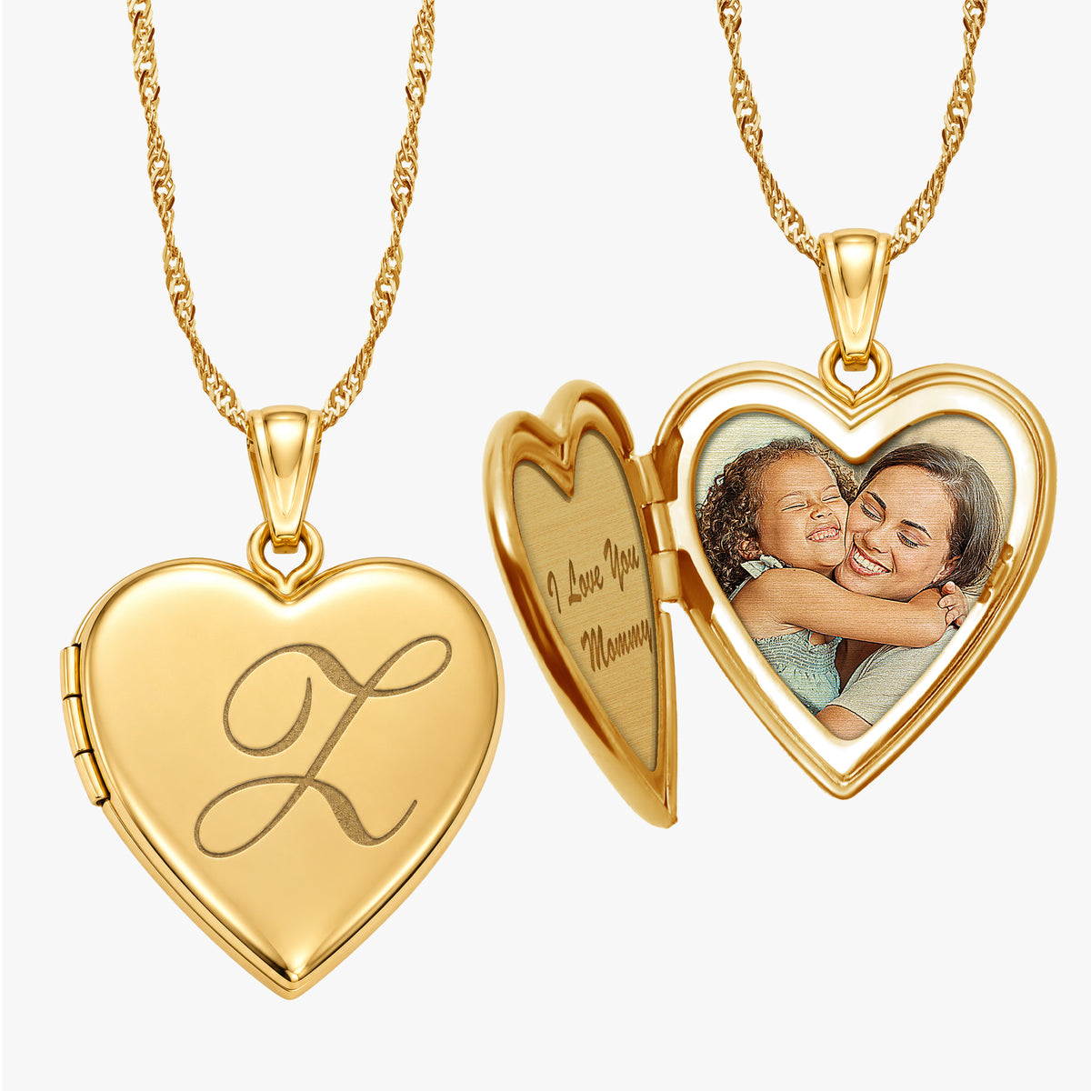 14K Gold Filled Initial Heart Photo Locket