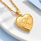 14K Gold Filled Initial Heart Photo Locket - lifestyle