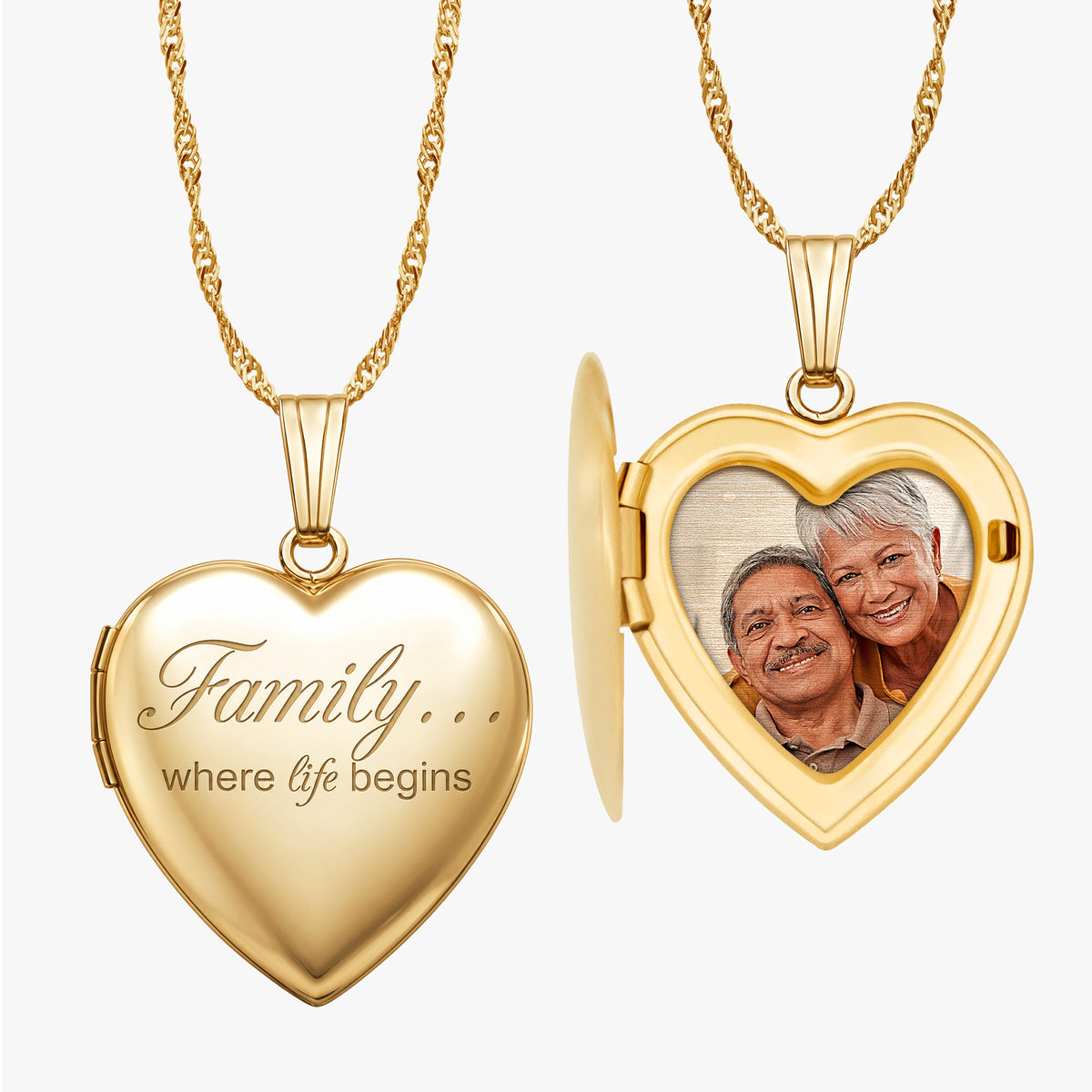 14K Gold-Filled Family Love Heart Locket