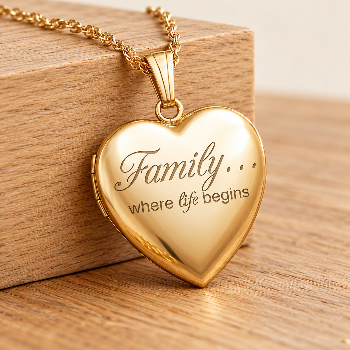 14K Gold-Filled Family Love Heart Locket - lifestyle