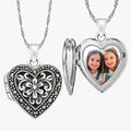 Marcasite Heart Photo Locket w/ 18 Chain Necklace