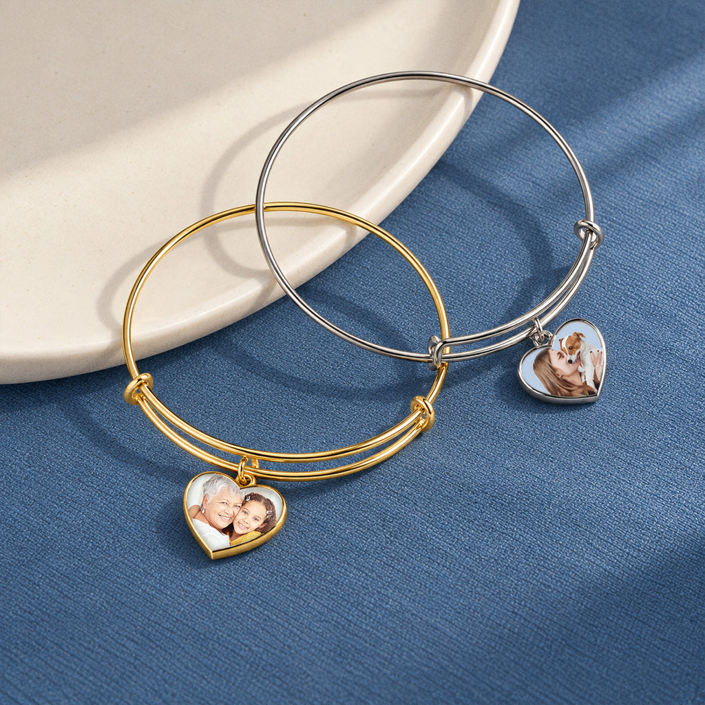 Expandable Photo Charm Heart Bracelet - lifestyle