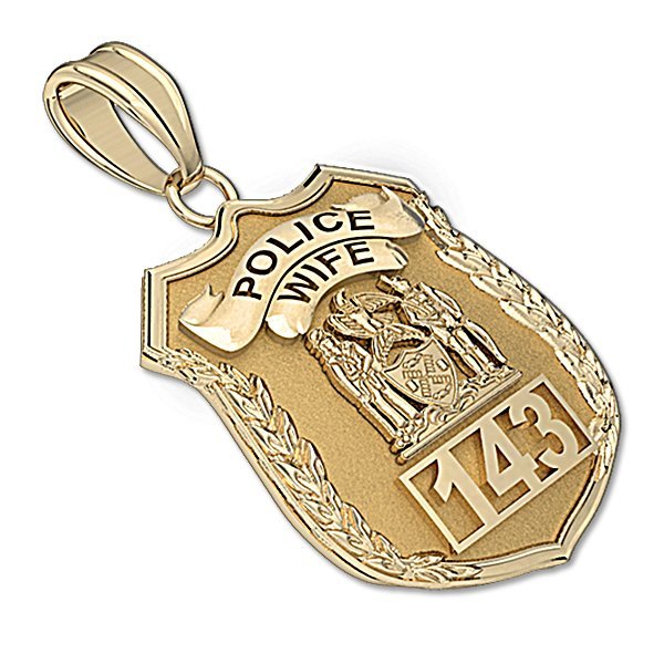 Original catalog photo of Police Wife Personalized Police Badge with Your Number, alternate product view. (PG87115, secondary photo 2)