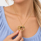 14K Gold Filled Dove & Cross Heart Photo Locket - on model