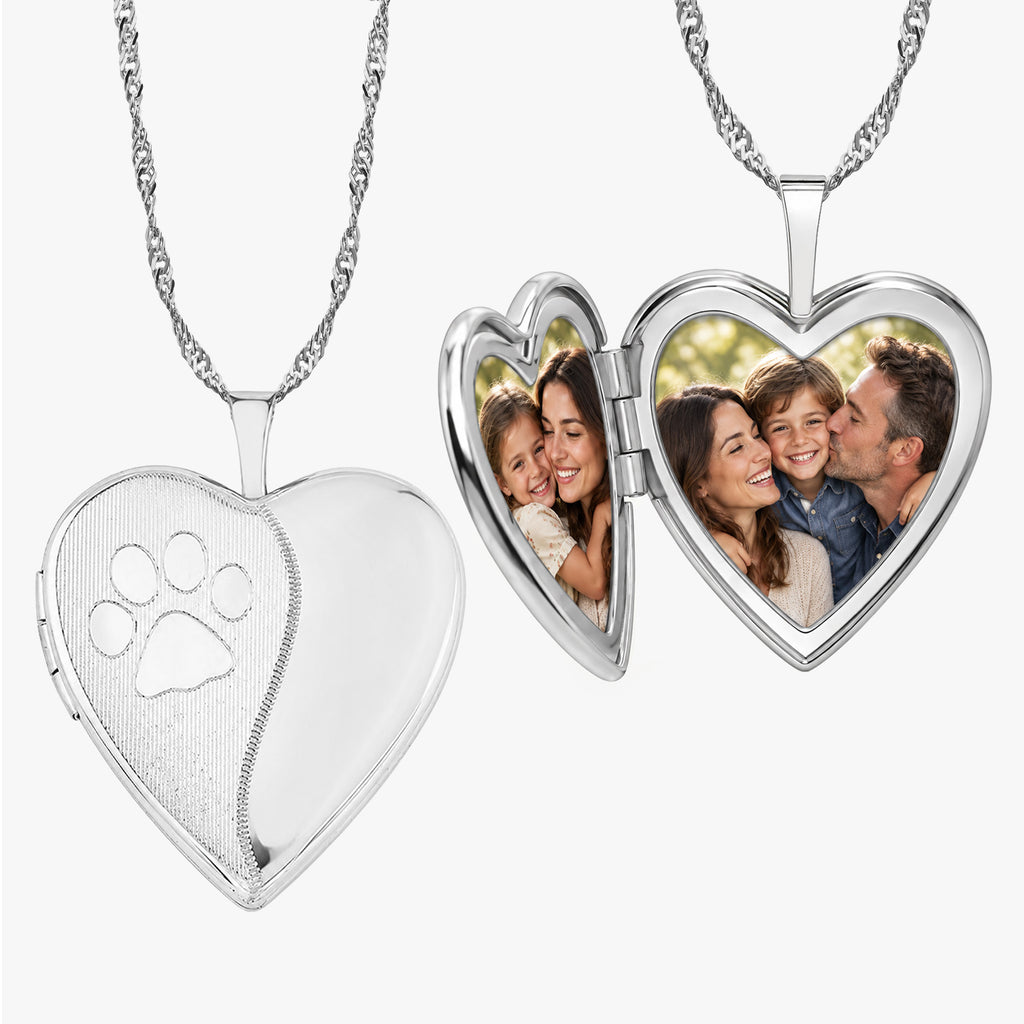 Paw Print Heart Photo Locket