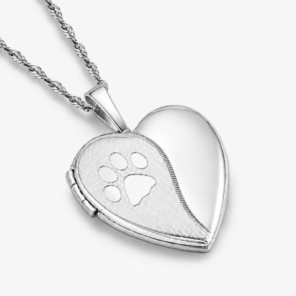 Paw Print Heart Photo Locket