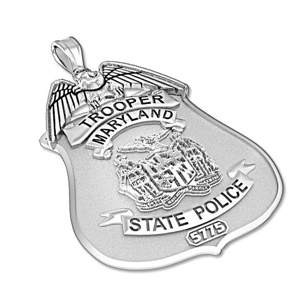 Maryland State Police badge pendant shown from the side (PG87316, secondary photo 2)
