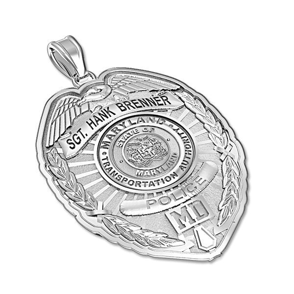 Maryland Transportation Authority badge shown at an angle in silver tone (PG87317, secondary photo 3)