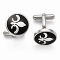 Stainless Steel Black Enamel with Fleur De Lis Cufflinks