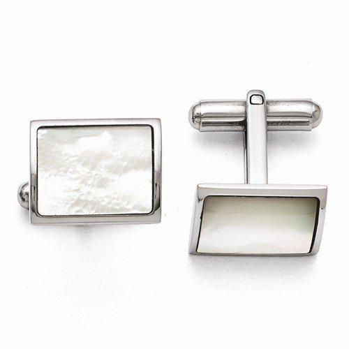 Stainless Steel Polished Mother of Pearl Cufflinks