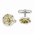 Sterling Silver Vermeil Sailor Wheel Cufflinks