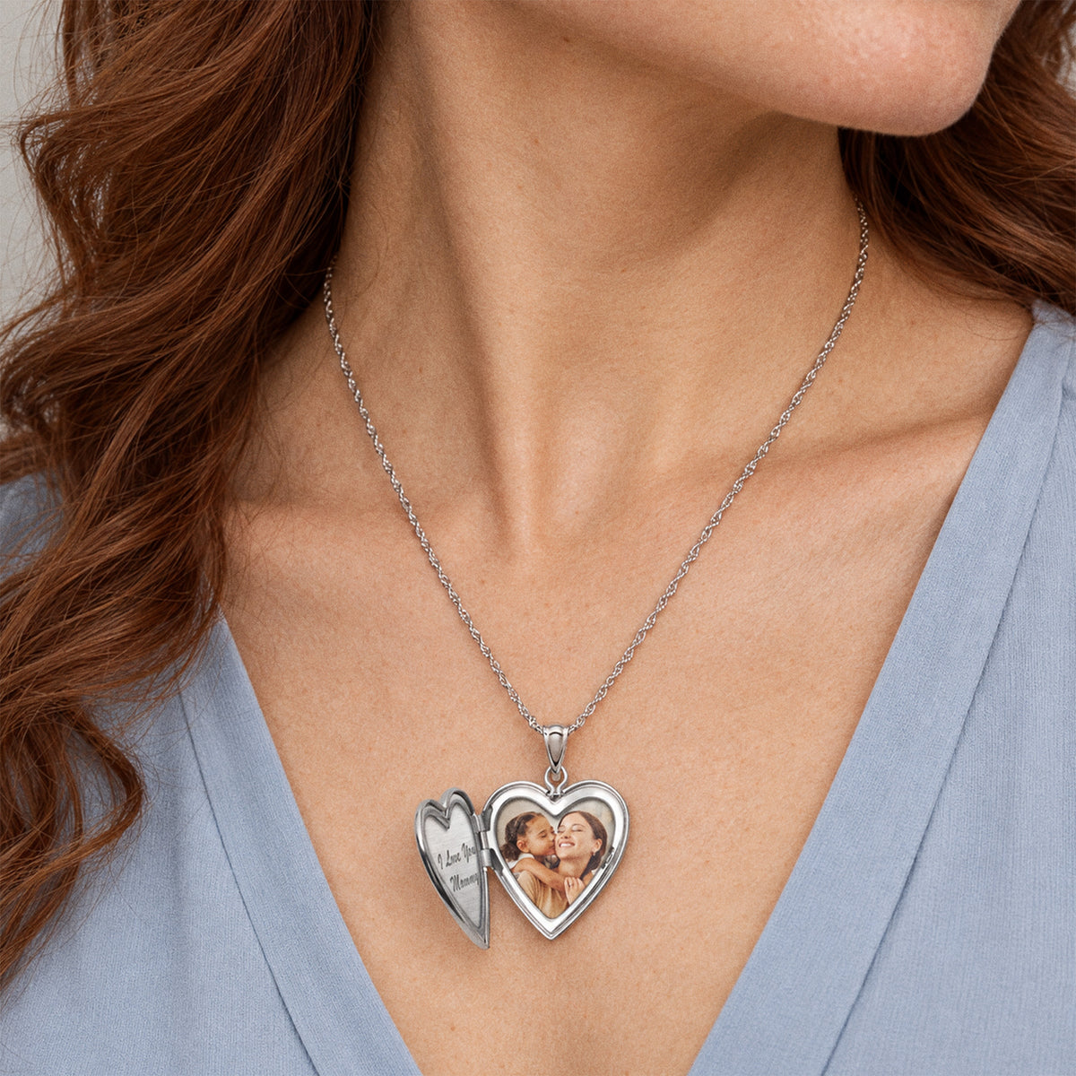 Dolphin Heart Photo Locket - on model