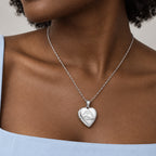 Dolphin Heart Photo Locket - on model