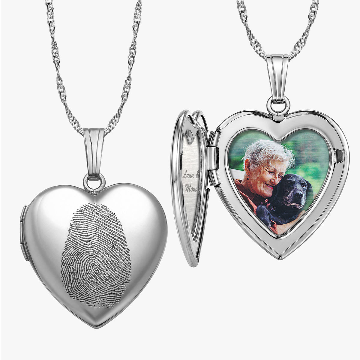 Fingerprint Heart Photo Locket