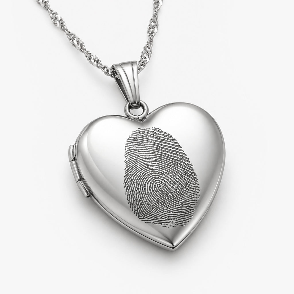 Fingerprint Heart Photo Locket