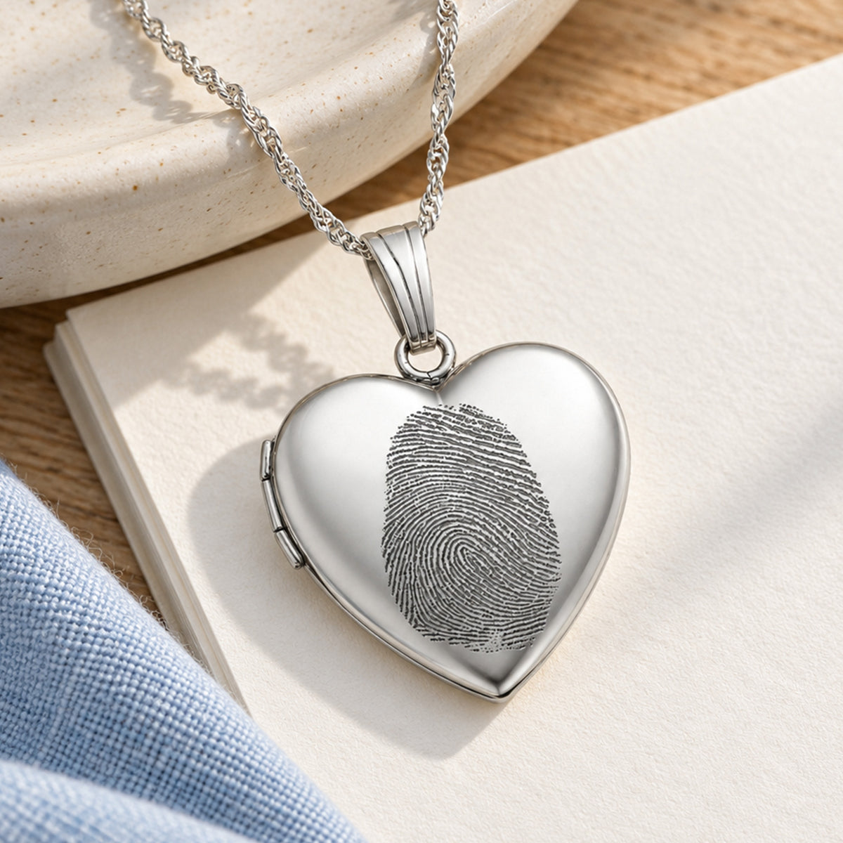 Fingerprint Heart Photo Locket - lifestyle