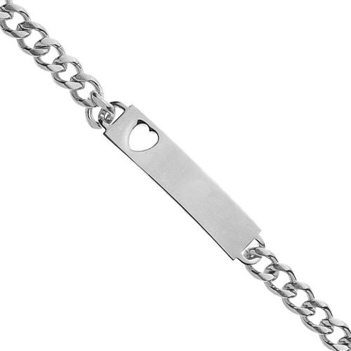 Custom Engraved Stainless Steel Women's Heart Cutout ID Bracelet