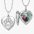 Personalized Paw Print Heart Photo Locket