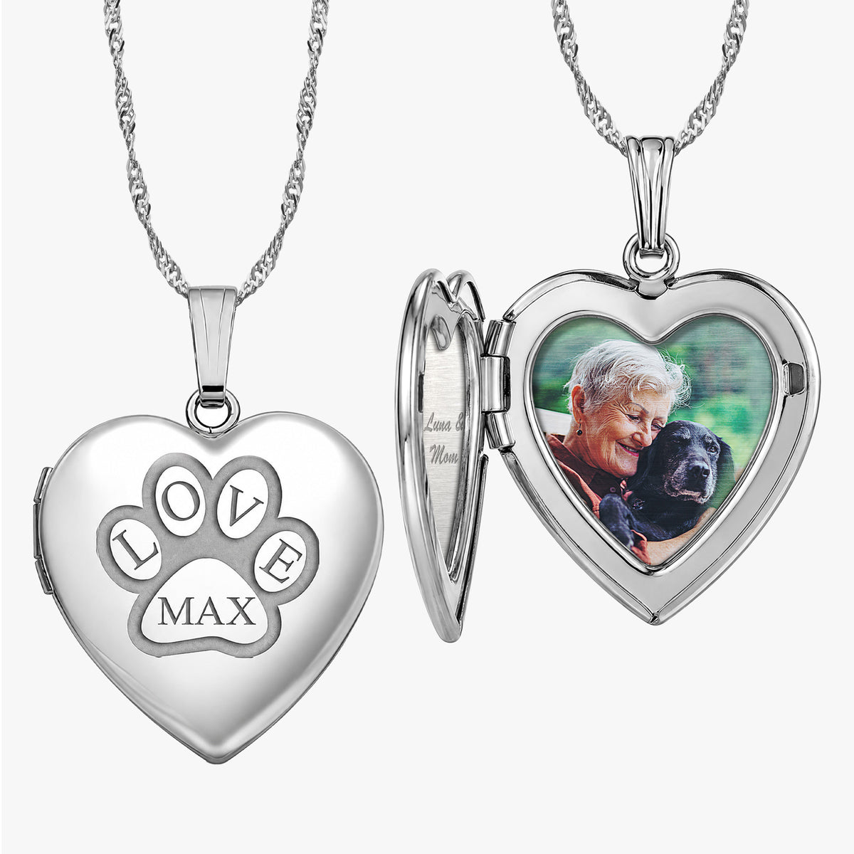Personalized Paw Print Heart Photo Locket