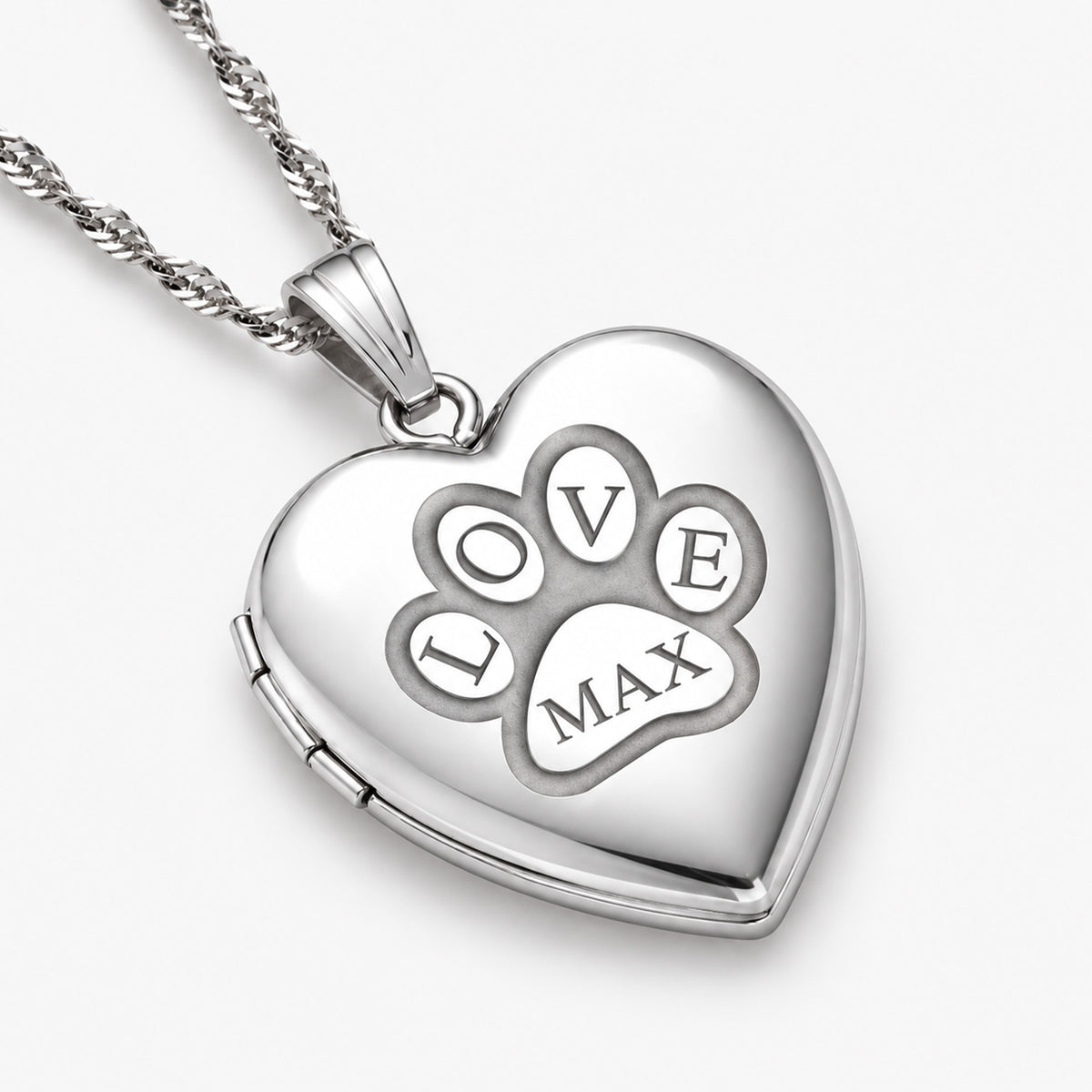 Personalized Paw Print Heart Photo Locket
