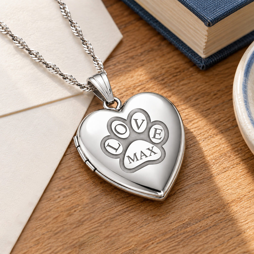 Personalized Paw Print Heart Photo Locket - lifestyle