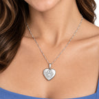 Personalized Paw Print Heart Photo Locket - on model