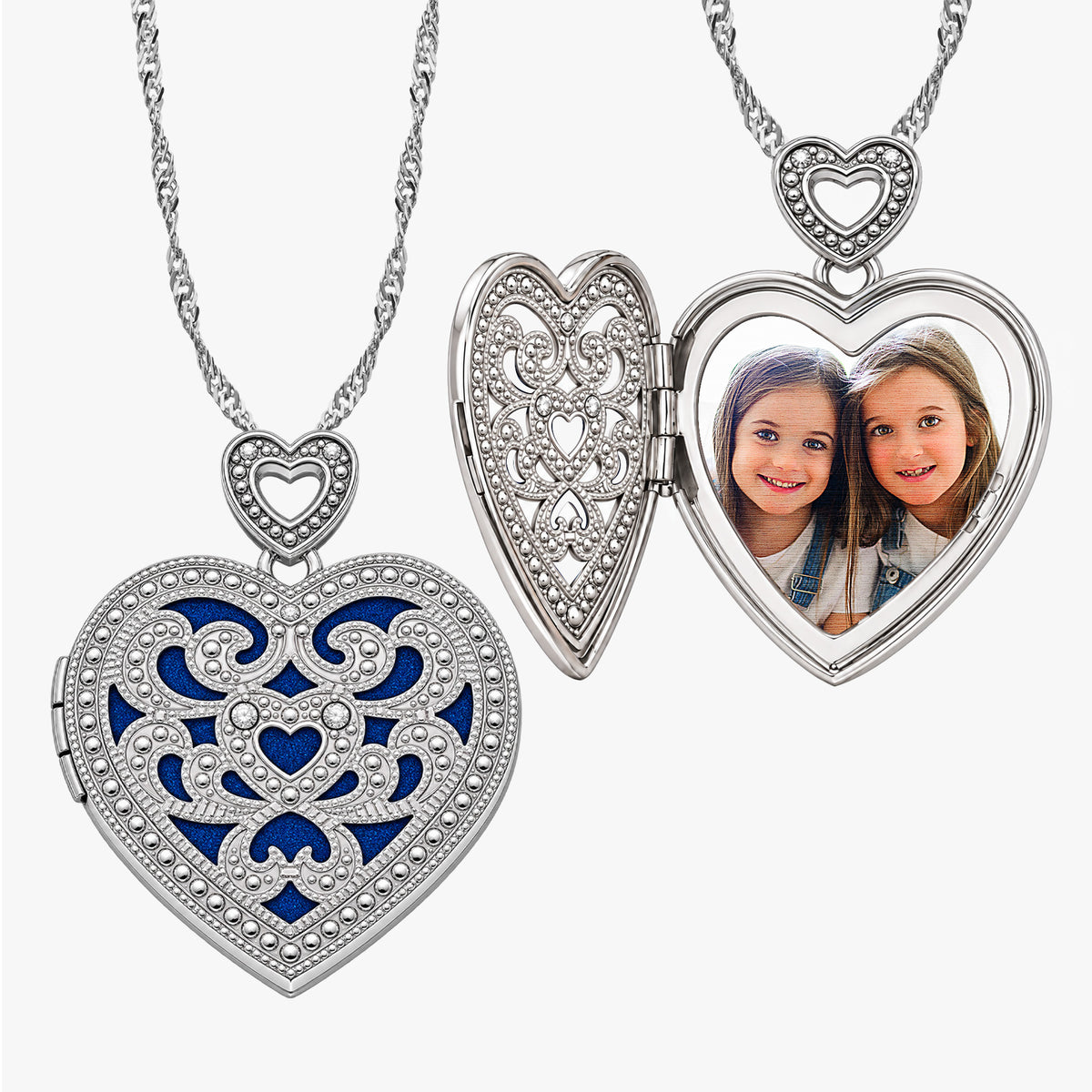 Vintage Diamond Heart Photo Locket