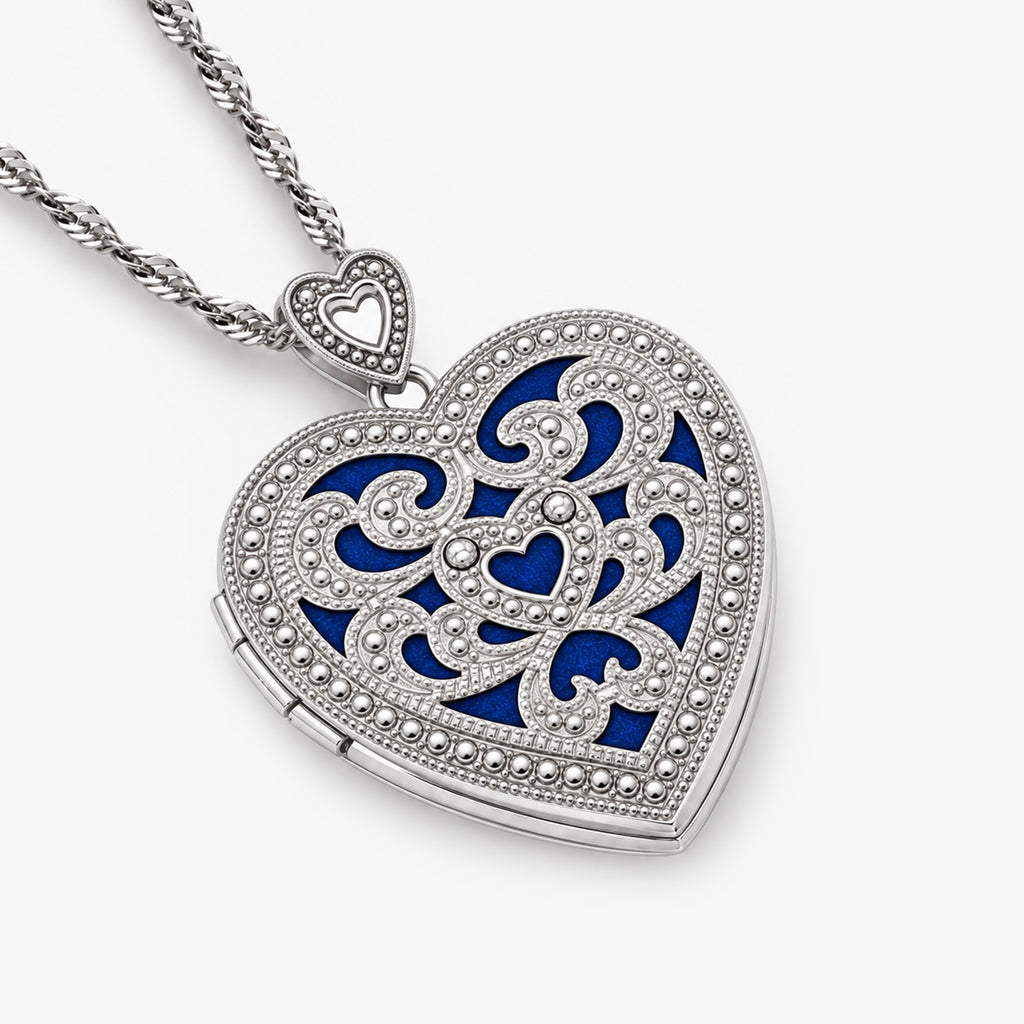 Vintage Diamond Heart Photo Locket