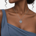 Vintage Diamond Heart Photo Locket - on model