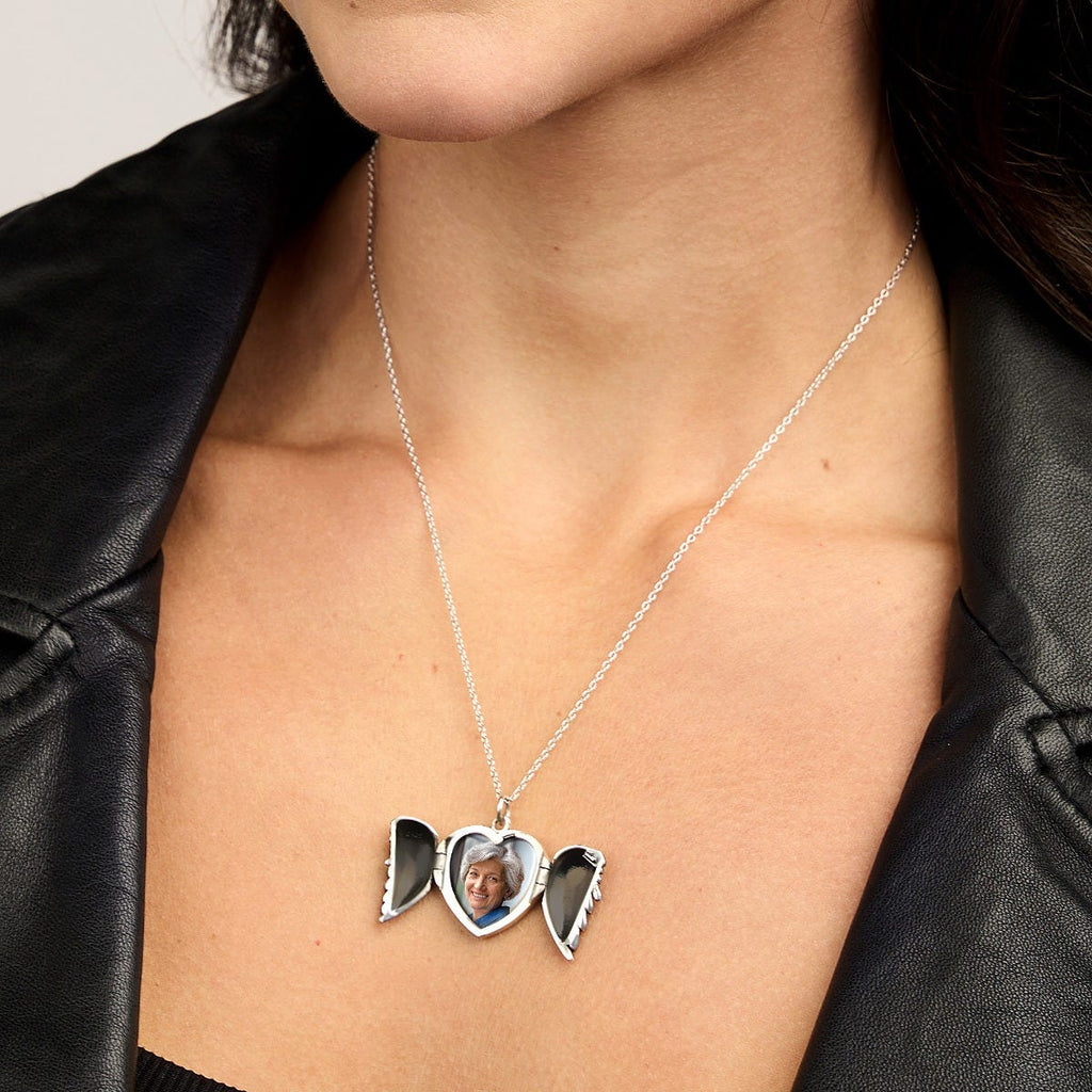 Angel Wing Heart Photo Locket