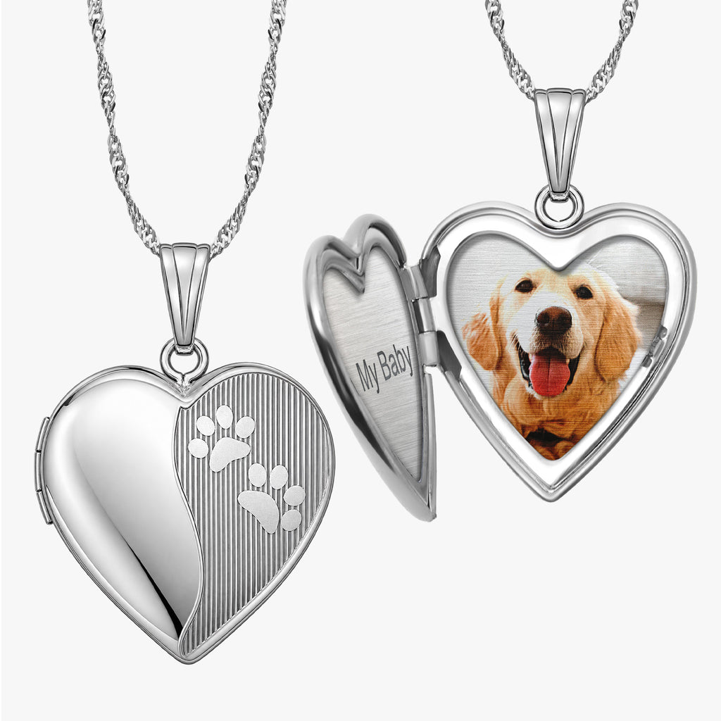 Paw Prints Heart Photo Locket