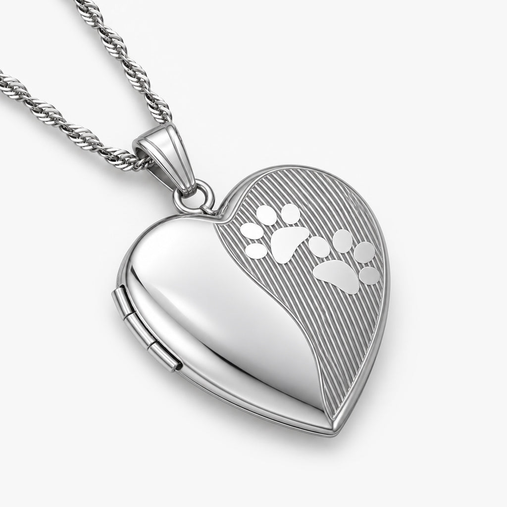 Paw Prints Heart Photo Locket