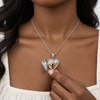 Paw Prints Heart Photo Locket - on model