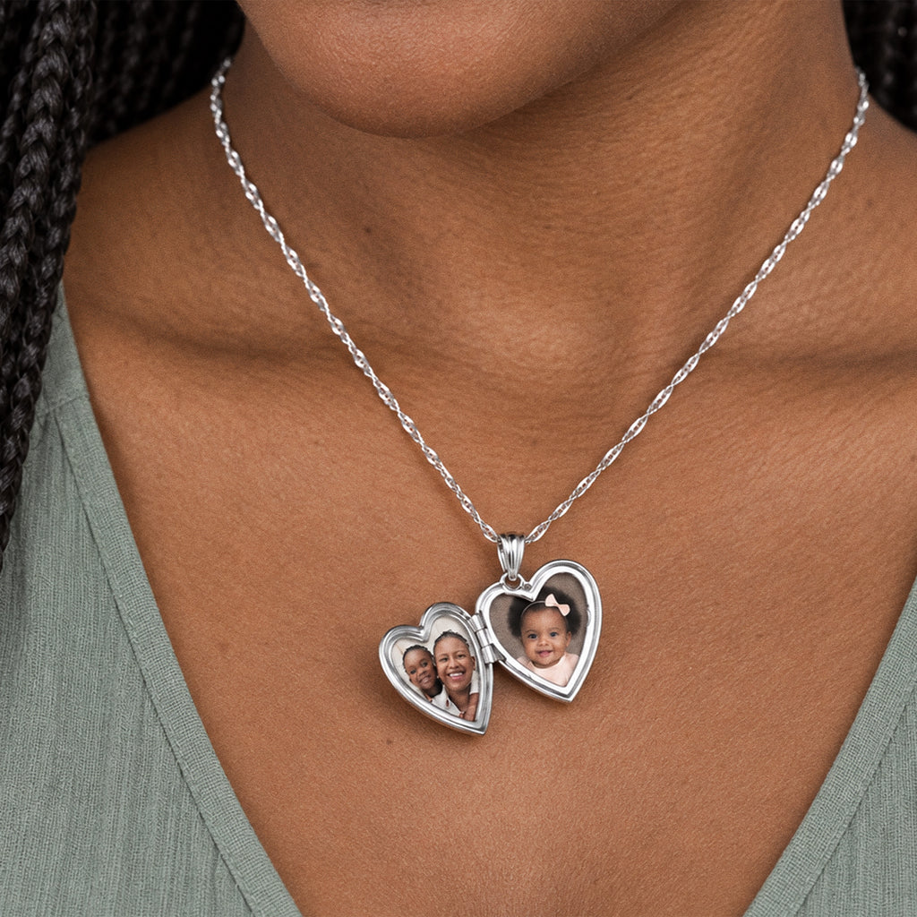 Forever In My Heart  Heart Photo Locket - on model