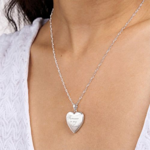 Forever In My Heart Heart Photo Locket - on model