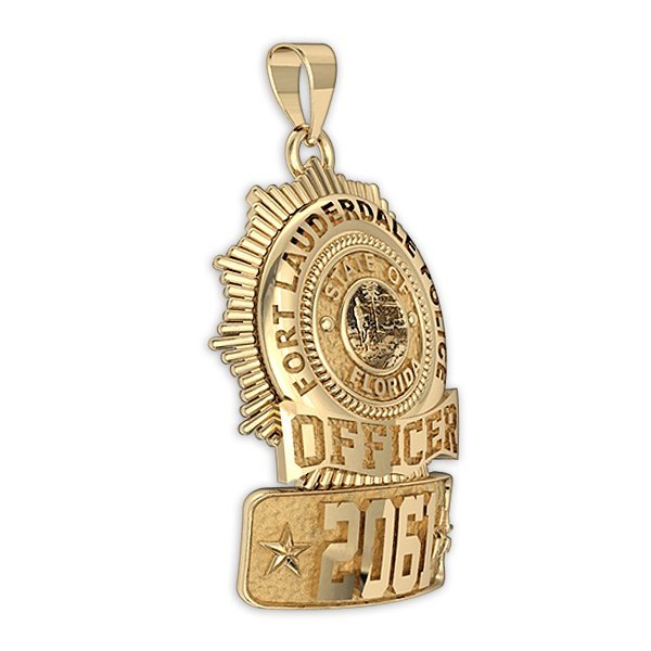 Alternate view of the personalized police officer badge pendant (PG89189, secondary photo 2)