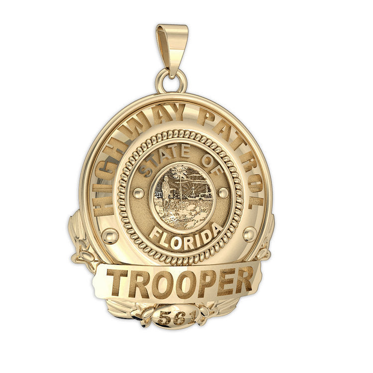 Personalized Florida State Highway Patrol Trooper Badge with Name or Rank & Number. — verified source gallery photo 4 (PG89194, secondary photo 3)