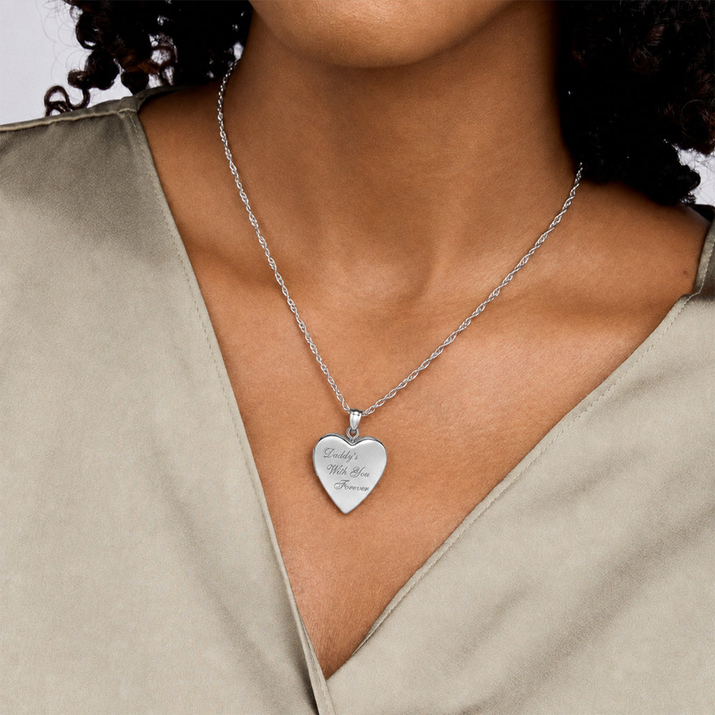 Daddys With You Forever Heart Photo Locket - on model