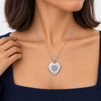 Family Tree  Heart Photo Locket - on model