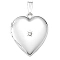 14K White Gold Heart Photo Locket With Diamond