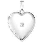 14K White Gold Heart Photo Locket With Diamond