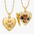 14K Gold Filled Cat Paw Print Heart Photo Locket