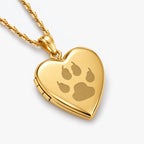 14K Gold Filled Cat Paw Print Heart Photo Locket