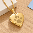 14K Gold Filled Cat Paw Print Heart Photo Locket - lifestyle