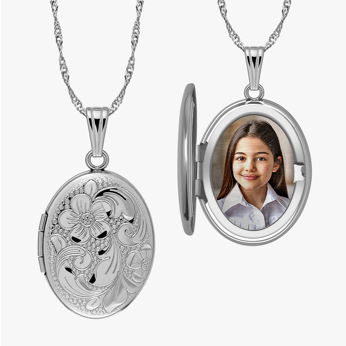Floral Oval PHoto Locket