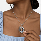 Floral Oval PHoto Locket - on model