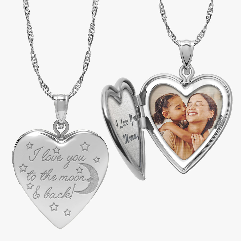 To The Moon & Back  Heart Photo Locket