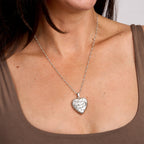 To The Moon & Back  Heart Photo Locket - on model